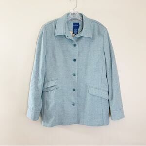 Faconnable Sky Blue Wool Blend Herringbone Jacket
